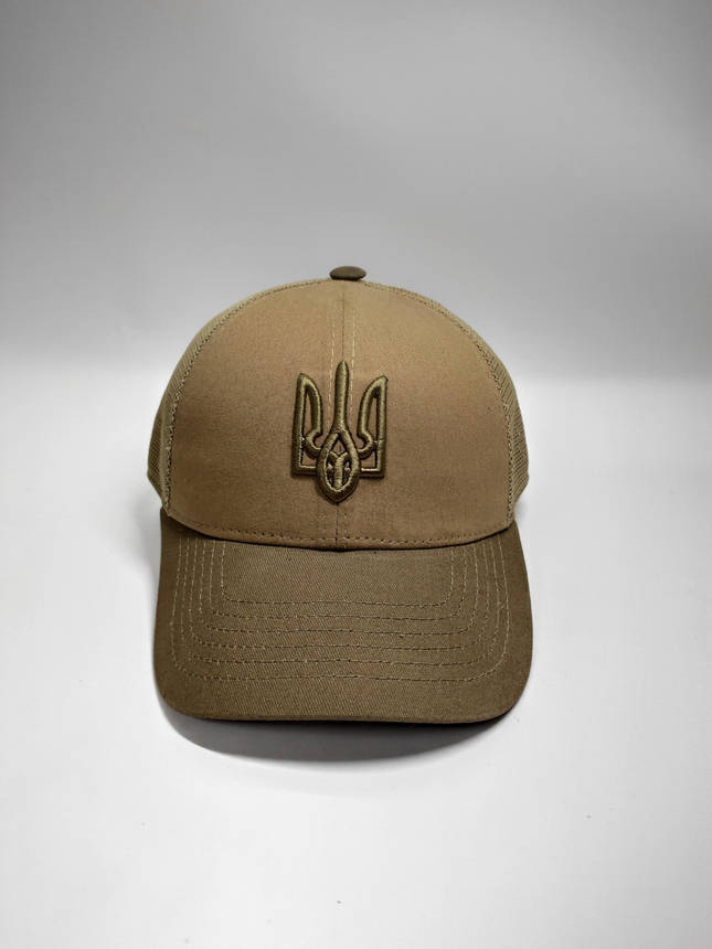 Бейсболка з гербом України беж сітка, фото 3
