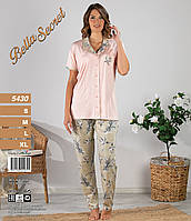 Летняя женская пижама сорочка с брюками Вискоза Bella Secret 5430