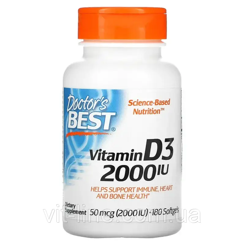 Doctor's Best Витамин D3 2000 МЕ 180 капсул - фото 1 - id-p562264732