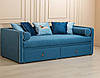 Дитячий диван для хлопчика MeBelle DORRIE 90х190 з висувними ящиками, синій, блакитний велюр, рогожка, фото 3
