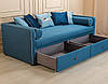 Дитячий диван для хлопчика MeBelle DORRIE 90х190 з висувними ящиками, синій, блакитний велюр, рогожка, фото 6