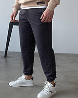 Мужские стильные спортивные штаны на резинке тёмно-серые