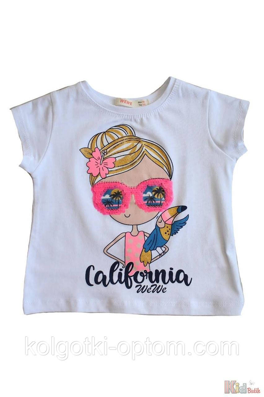 ОПТОМ Футболка біла "California" для маленької дівчинки (98 см.)  WeWe 7550000280870