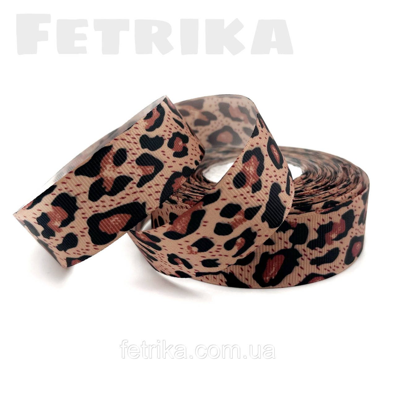 Стрічка репсова  "Крупний леопард" 2,5 см, фото 1