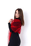 Яскравий ажурний шарф у сітку бахромою жіночий прозорий Червоний, фото 2