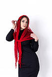 Яскравий ажурний шарф у сітку бахромою жіночий прозорий Червоний, фото 4