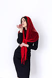 Яскравий ажурний шарф у сітку бахромою жіночий прозорий Червоний, фото 6