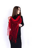 Яскравий ажурний шарф у сітку бахромою жіночий прозорий Червоний, фото 5