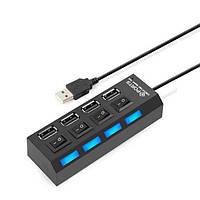 USB-hub розгалужувач на 4 USB 2.0 з вимикачем на кожен порт