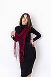 Шикарний жіночий шарф із бахромою в сітку легкий прозорий Бордовий, фото 2