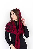 Шикарный женский шарф с бахромой в сетку легкий прозрачный Бордовый