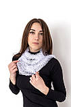 Жіночий прозорий шарф в сітку з однотонним бахромою Білий, фото 4