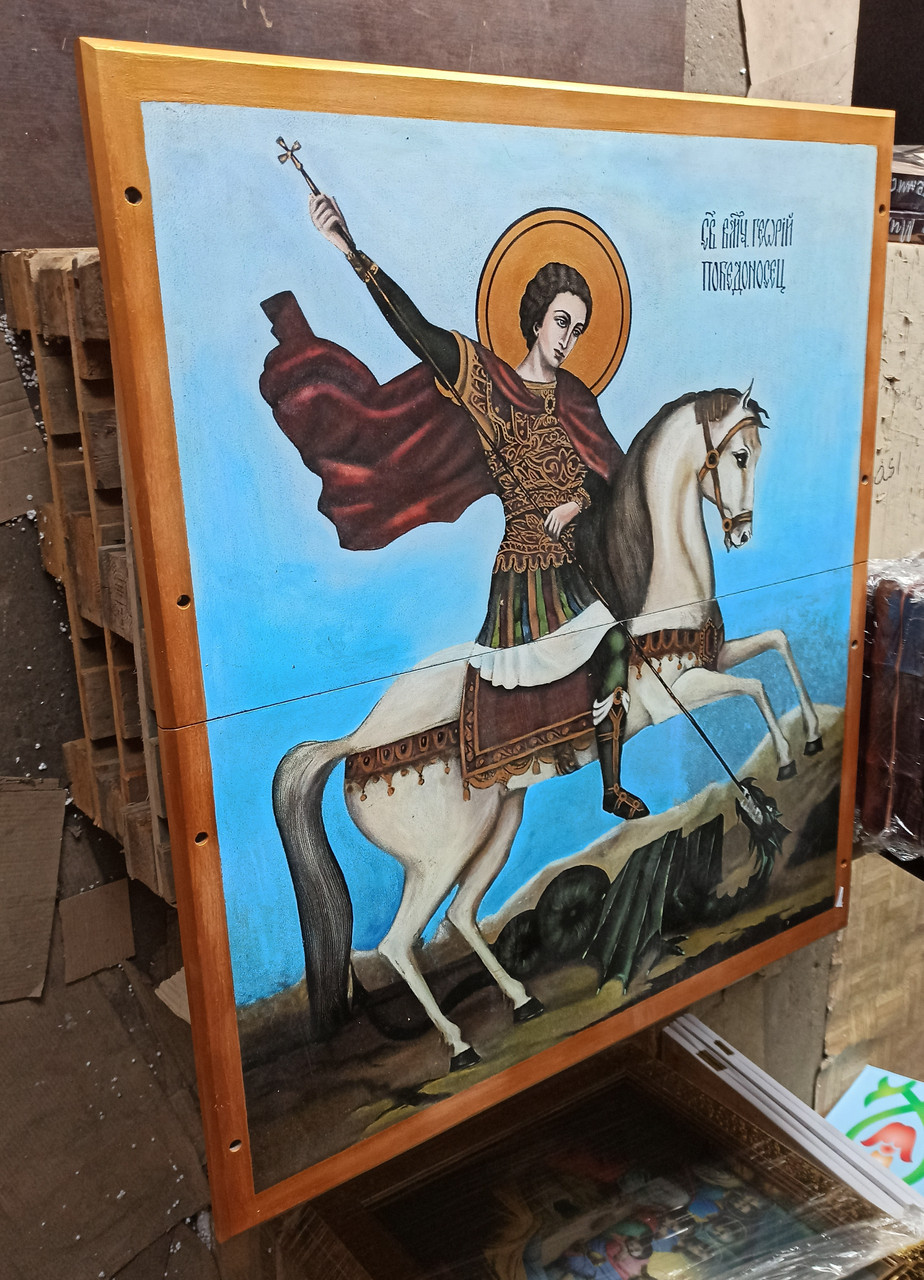 Ікона на камені "Георгій Побідоносець на коні" (спецзамовлення)