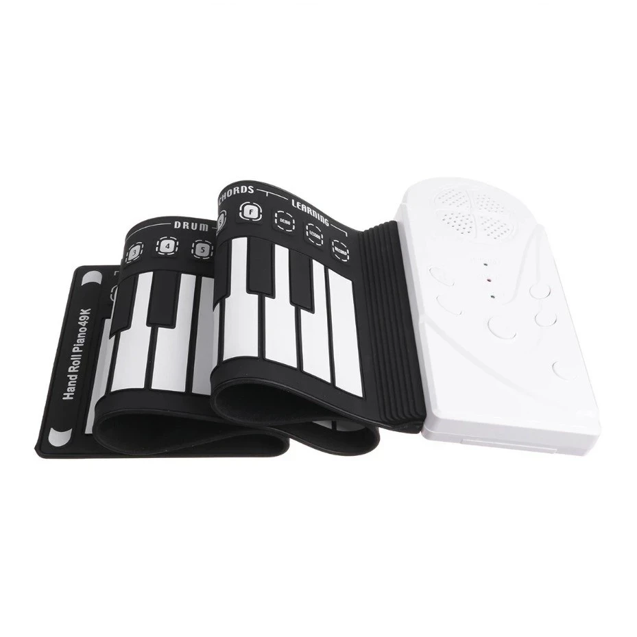 Гнучке піаніно, синтезатор на 49 клавіш, електронне піаніно для дітей — Білий, фото 1