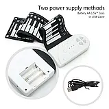 Гнучке піаніно, синтезатор на 49 клавіш, електронне піаніно для дітей — Білий, фото 4