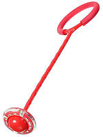 Светящаяся скакалка крутилка с колесиком на одну ногу - Нейроскакалка Красная, с доставкой (GA)