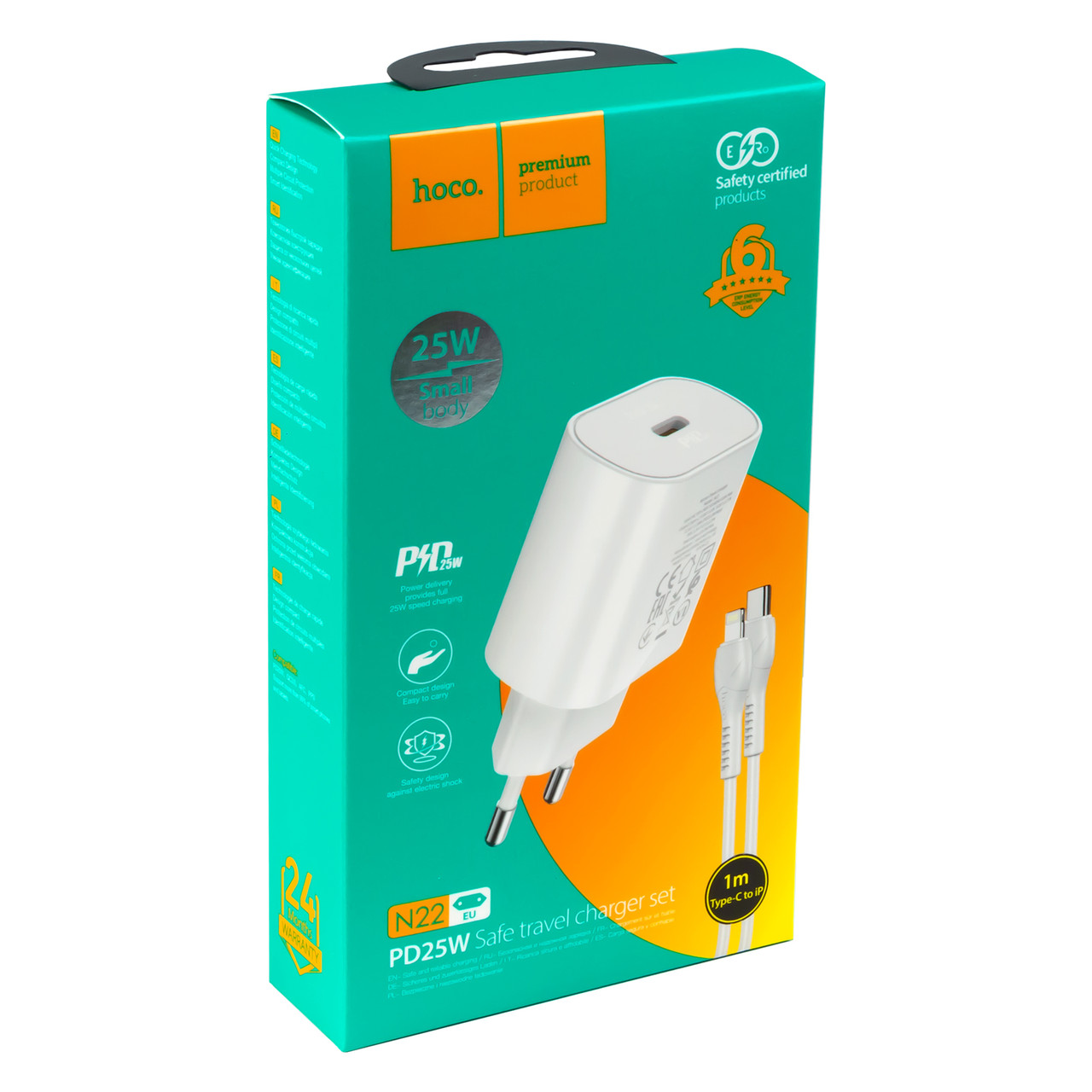 Зарядний пристрій PD HOCO N22 Type-C - Lightning 25 W білий