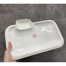 Страва прямокутна з соусником Tudor TU2241 гладка порцелянова 36 см