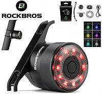 Задний велосипедный фонарь ROCKBROS Q1 Samurai Multicolor, LED индикация заряда, Два крепления