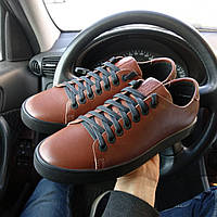 Туфли кожаные спортивные коричневые Ed-Ge. Туфли весение для мужчин с натуральной кожи Эд-Джи