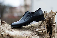 Броги мужские туфли осень весна кожаные черные IKOC. Классические туфли мужские кожаные осенние Икос