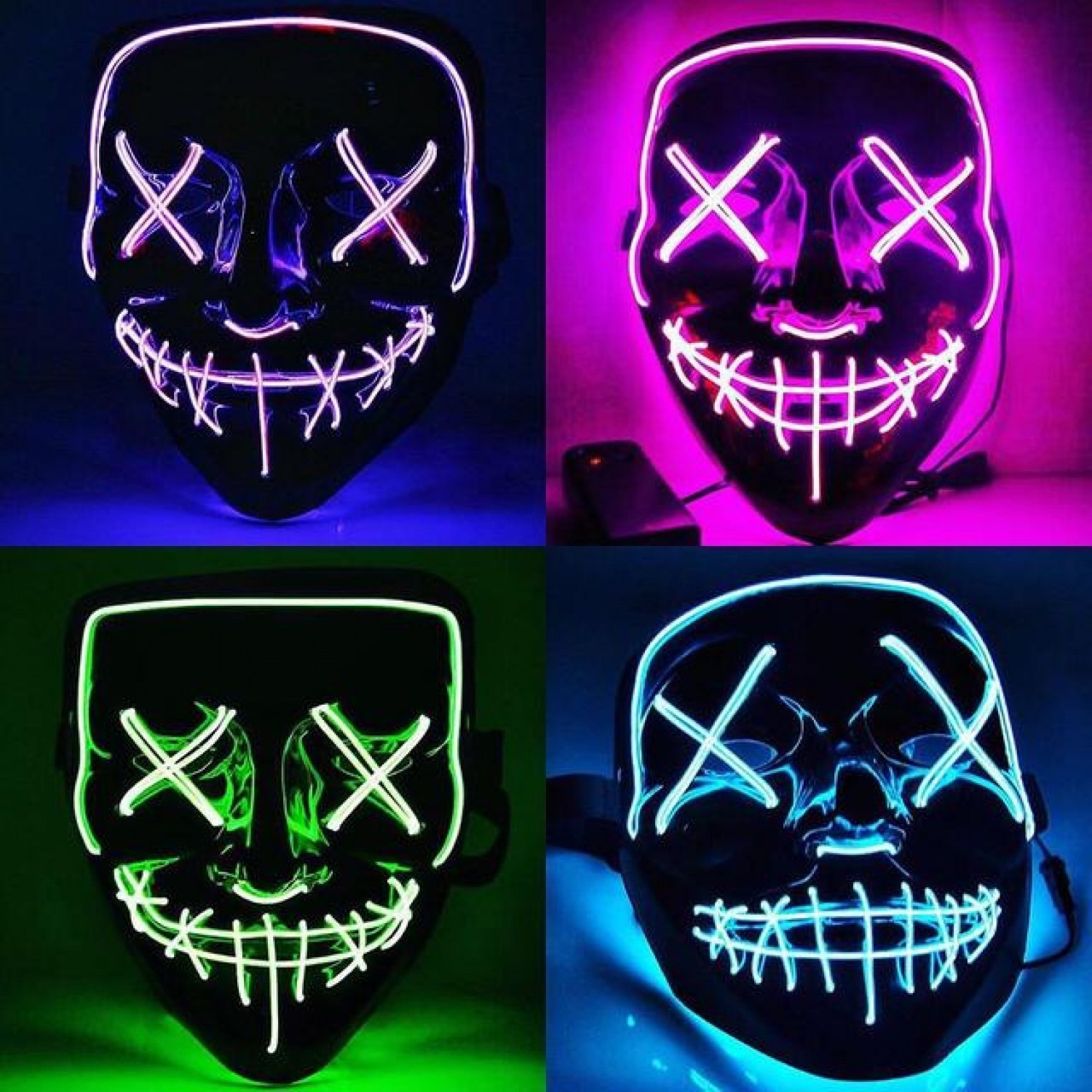 Купить Маска неоновая "Судная ночь" ( красная, зеленая, фиолетовая ...