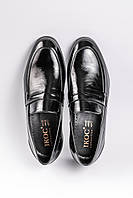 Мужские туфли черные лоферы лакированные кожаные IKOC. Туфли черные мужские классические весна Икос ІКОС