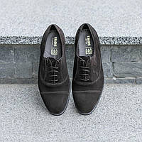 Шкіряні туфлі весна осінь зі шнурівкою Ікос ІКОС. Весняні туфлі чоловічі броги замшеві темно-коричневі IKOC