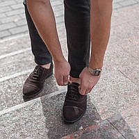 Весна осень туфли мужские броги темно-коричневые IKOC. Кожаные туфли замшевые весна осень Икос ІКОС