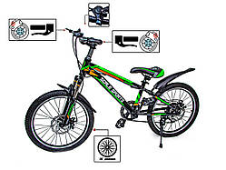 Дитячий двоколісний велосипед 20 Scale Sports Зелений  Ручне та Дискове Гальмо!