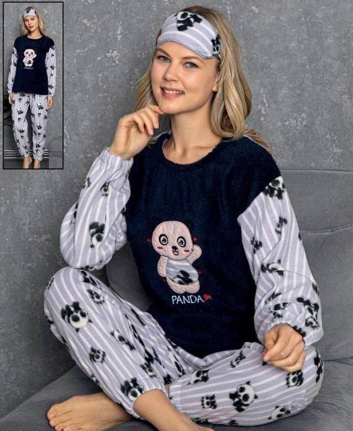 Пижама женская синяя утепленная код П379