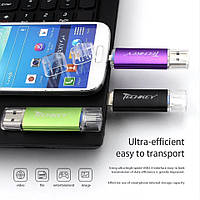 Флешка на 32 ГБ + micro usb, USB флешка для ПК и телефона 32 GB (в подарок переходник с TYPE-C)