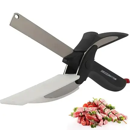 Кухонний ніж-ножиці для зелені і овочів Clever Cutter 2 в 1, колір - чорний, фото 2