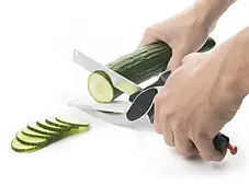 Кухонний ніж-ножиці для зелені і овочів Clever Cutter 2 в 1, колір - чорний, фото 3