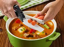 Кухонний ніж-ножиці для зелені і овочів Clever Cutter 2 в 1, колір - чорний, фото 2