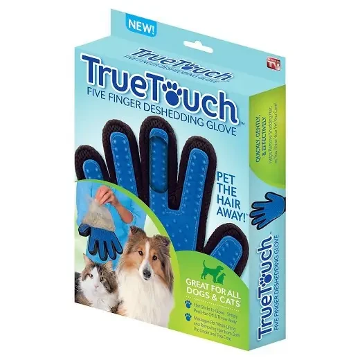 Рукавичка для вичісування шерсті домашніх тварин True Touch