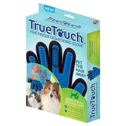 Рукавичка для вичісування шерсті домашніх тварин True Touch, фото 2