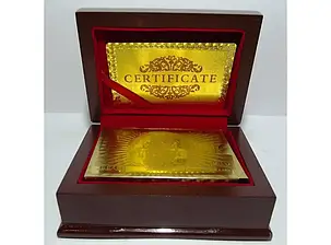Карти золото пластик 100 dollar в подарунковому скрині i5-22, фото 2