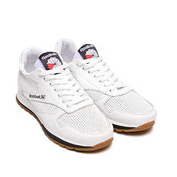 Чоловічі шкіряні літні кросівки, перфорація Classic White Білі