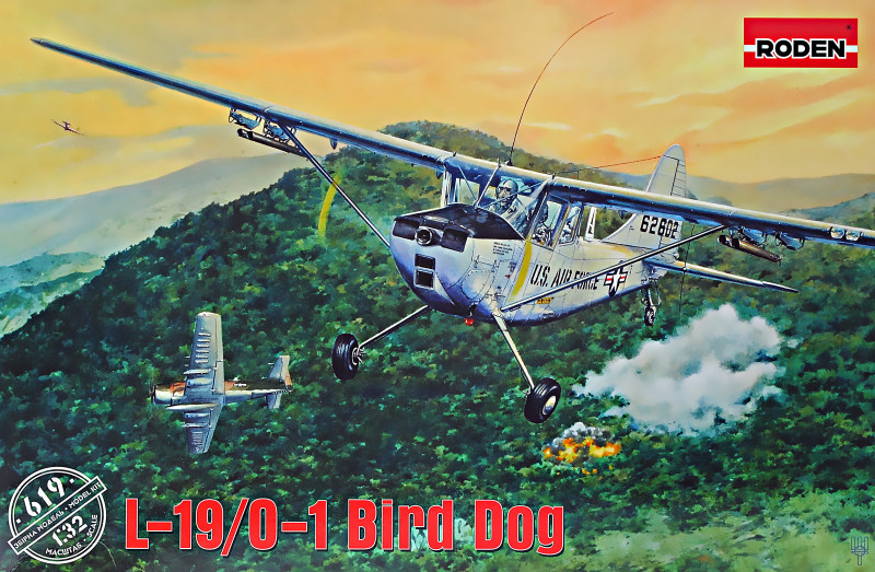 Пластикова модель 1/32 Roden 619 американський багатоцільовий літак Cessna L-19/O-1 Bird Dog, фото 1