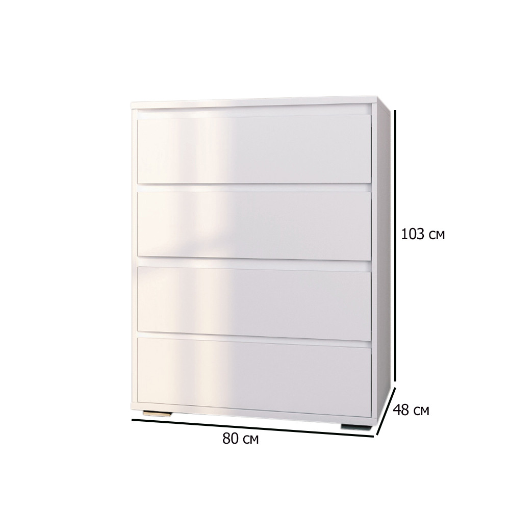Білий високий комод для одягу Сокме Лайн 4Ш 80х103х48 см у спальню