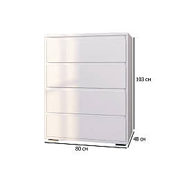 Білий високий комод для одягу Сокме Лайн 4Ш 80х103х48 см у спальню
