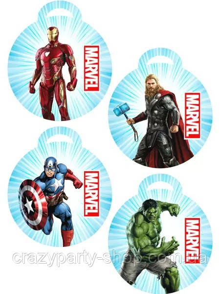 Медалька картонна Месники Супергерої 1 штука
