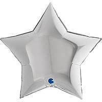 Фольгированный большой воздушный шар Grabo Звезда серебро, 36" 91 см