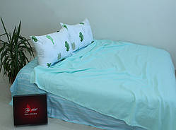 Простирадло-покривало піке 200х235 см. смуга ментол