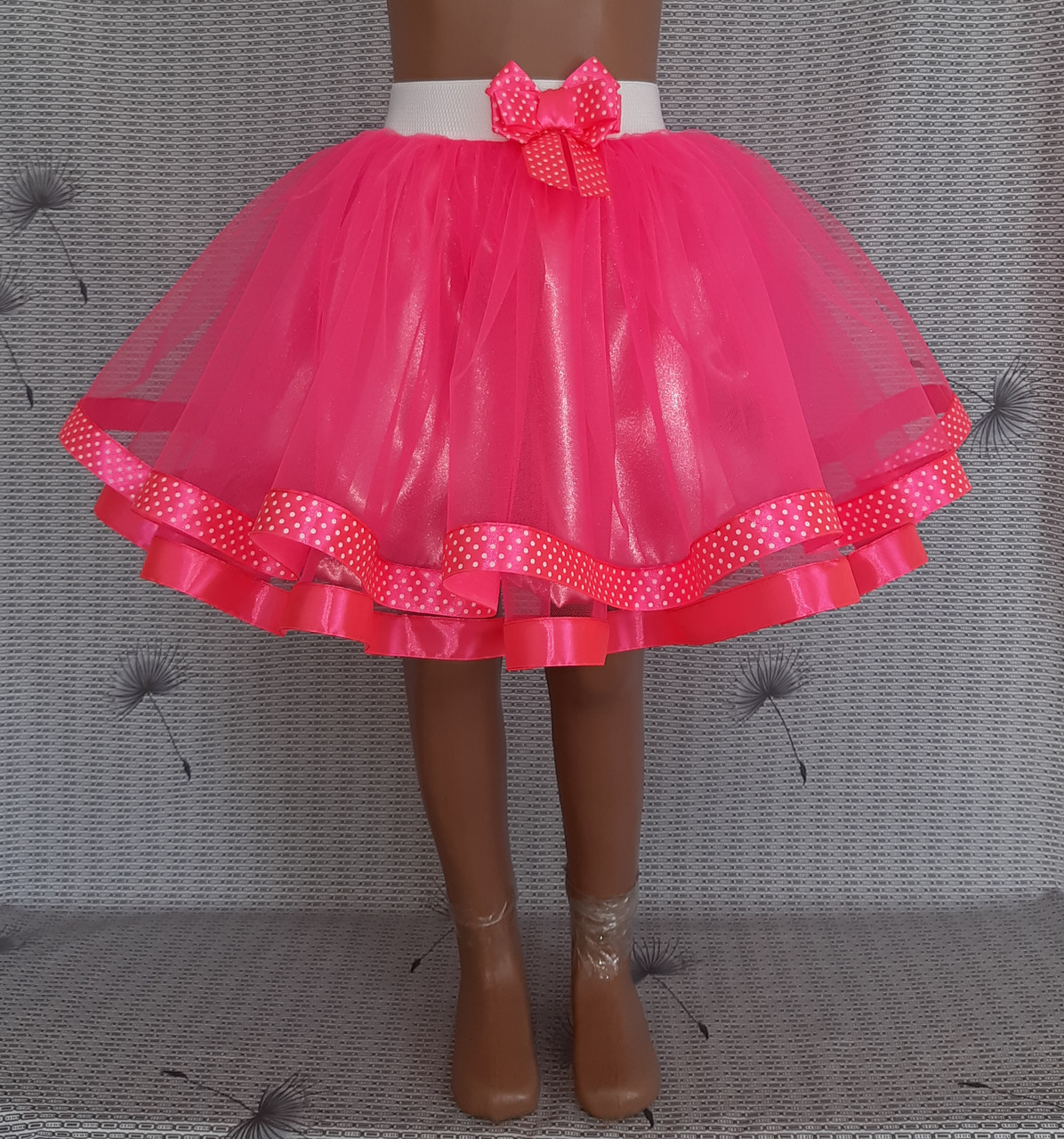 Дитяча спідничка на резинці, колір фуксія неон, розмір 122-128