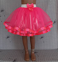 Дитяча спідничка на резинці, колір фуксія неон, розмір 122-128