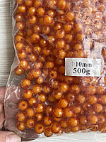 Бусины круглые " Конфетки " 10 мм , оранжевые 500 грамм