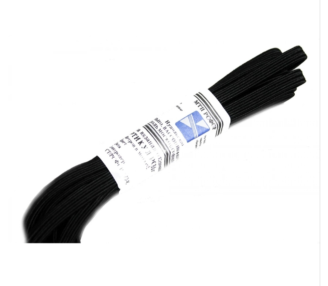 Резинка для білизни х/б подвійна (24 мотки по 2,5м/упаковка) чорна