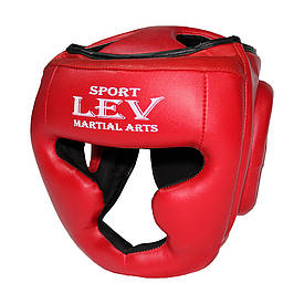 Тренувальний шолом боксерський з повним захистом Lev стрейч, червоний (р-рS-XL)